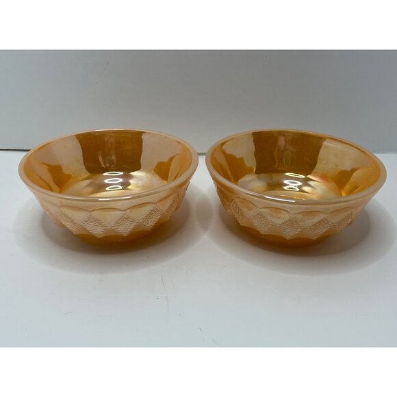 Fire king Peach Luster Kimberly Diamond 5” Bowls Set of 2 - Picture 1 of 7